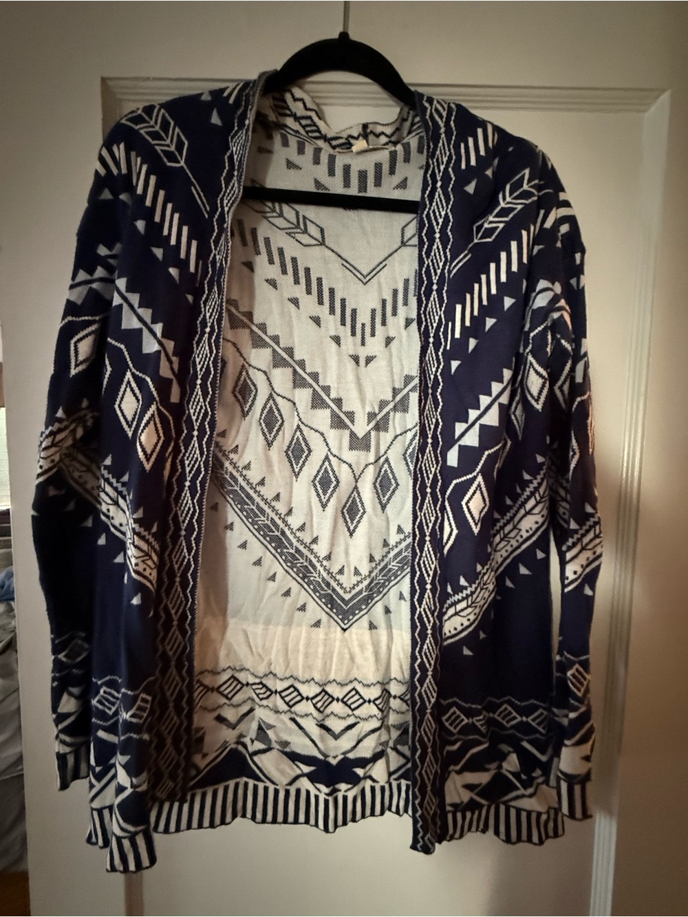 Pink Republic Aztec Open-Front Cardigan